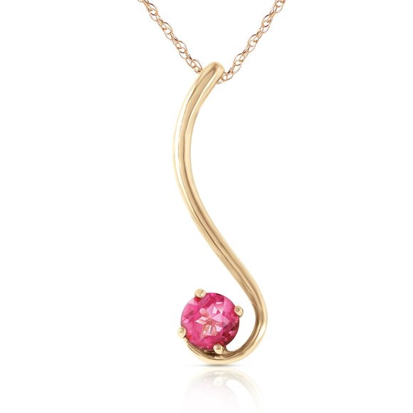 14K. SOLID GOLD NECKLACE WITH NATURAL PINK TOPAZ - Picture 2 of 6